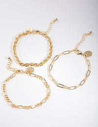 Gold Statement Mixed Chain Pack Bracelet - link has visual effect only