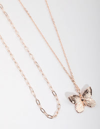 Rose Gold Plated Butterfly Necklace - link has visual effect only