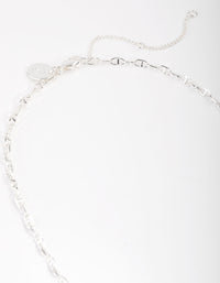 Silver Plated Mini Link Chain Necklace - link has visual effect only