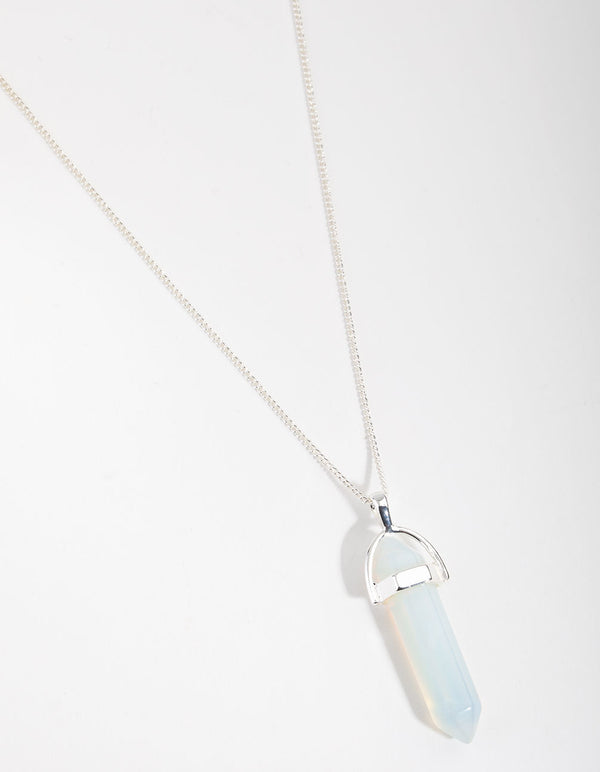 Real Silver Plated Moonstone Shard Necklace