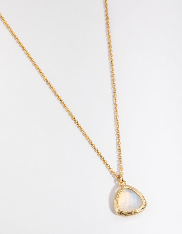 Gold Plated Round Semi Precious Pendant Necklace