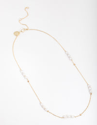 Gold Plated Freshwater Pearl Station Necklace - link has visual effect only