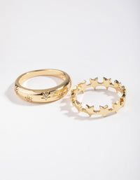 Gold & Silver Plated Oval Semi Precious Rings Pack - link has visual effect only