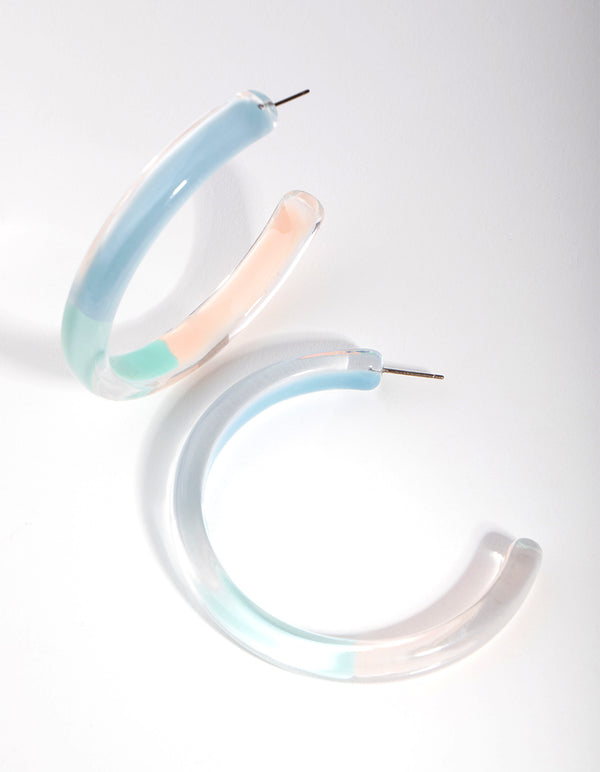 Acrylic 3-Tone Hoop Earrings