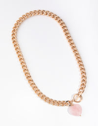 Gold Semi Precious Heart T&O Necklace - link has visual effect only