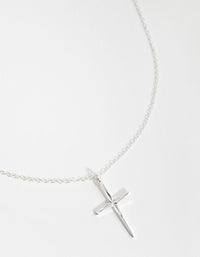 Sterling Silver Diamond Cut Cross Necklace - link has visual effect only