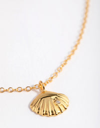 Gold Plated Sterling Silver Diamante 3D Shell Necklace - link has visual effect only