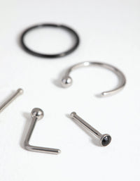 Mixed Metal Surgical Steel Classic Nose Ring & Stud 6-Pack - link has visual effect only