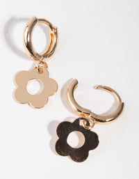 Gold Cutout Flower Huggie Earrings - link has visual effect only