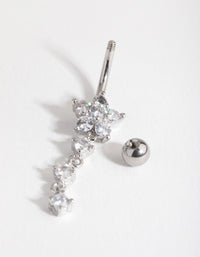 Surgical Steel Round Flower Drop Belly Ring - link has visual effect only