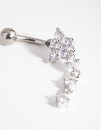 Surgical Steel Round Flower Drop Belly Ring - link has visual effect only