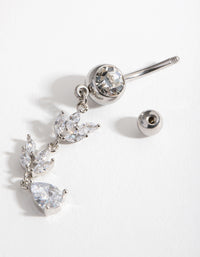 Surgical Steel Cubic Zirconia Marquise Drop Belly Ring - link has visual effect only