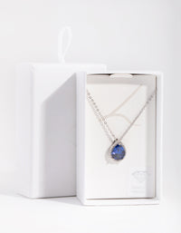 Cubic Zirconia Silver Pear Halo Necklace - link has visual effect only