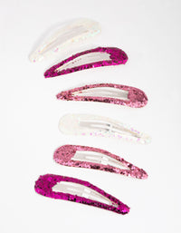 Kids Matte Glitter Pink Snap Clip - link has visual effect only