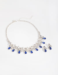 Silver Diamante Glamorous Earrings & Necklace - link has visual effect only