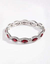 Silver Marquise Ruby Diamante Stretch Bracelet - link has visual effect only