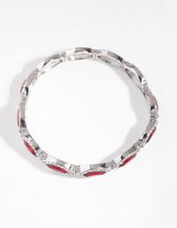 Silver Marquise Ruby Diamante Stretch Bracelet - link has visual effect only