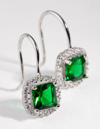 Silver Cubic Zirconia Square-cut Hoop Earrings - link has visual effect only