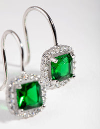 Silver Cubic Zirconia Square-cut Hoop Earrings - link has visual effect only