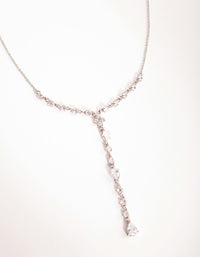 Silver Cubic Zirconia Pear Cut Y-Neck Necklace - link has visual effect only