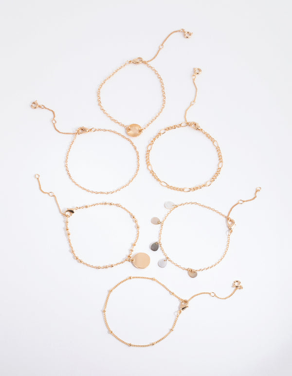 Gold Shell Jingle Bracelet & Anklet 6-Pack Set