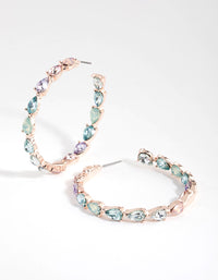 Rose Gold Pear Stone Hoop Earrings - link has visual effect only