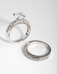 Diamond Simulant Engagement & Wedding Pack Rings - link has visual effect only