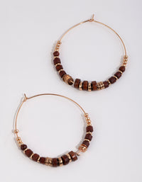 Gold Wide Beaded Hoop Earrings - link has visual effect only