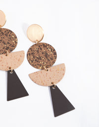 Brushed Gold Decorated Geometric Drop Earrings - link has visual effect only