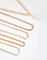 Gold Mix Chain Cross Necklace Pack - link has visual effect only