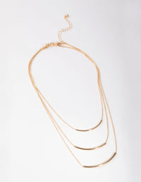 Gold Fine Plain 3-Row Necklace - link has visual effect only