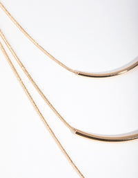 Gold Fine Plain 3-Row Necklace - link has visual effect only