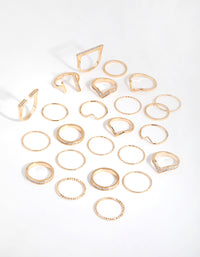 Gold Glitter Geometric Rings 24-Pack - link has visual effect only