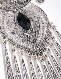 Antique Silver Metal Tassel & Diamante Necklace - link has visual effect only