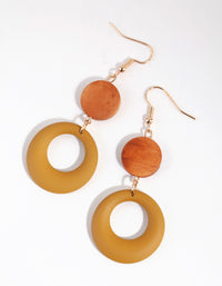 Wooden Matte Olive Drop Earrings - link has visual effect only