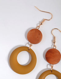 Wooden Matte Olive Drop Earrings - link has visual effect only