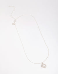 Silver Diamante Open Pear Pearl Necklace - link has visual effect only