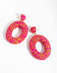 Beaded Chunky Doughnut Drop Earrings - link has visual effect only