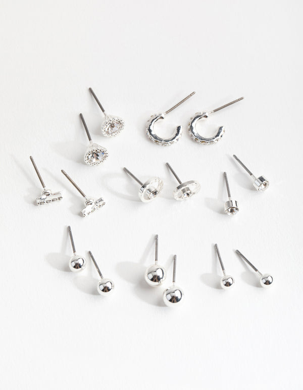 Silver Mini Hoop and Stud 8-Pack Earring