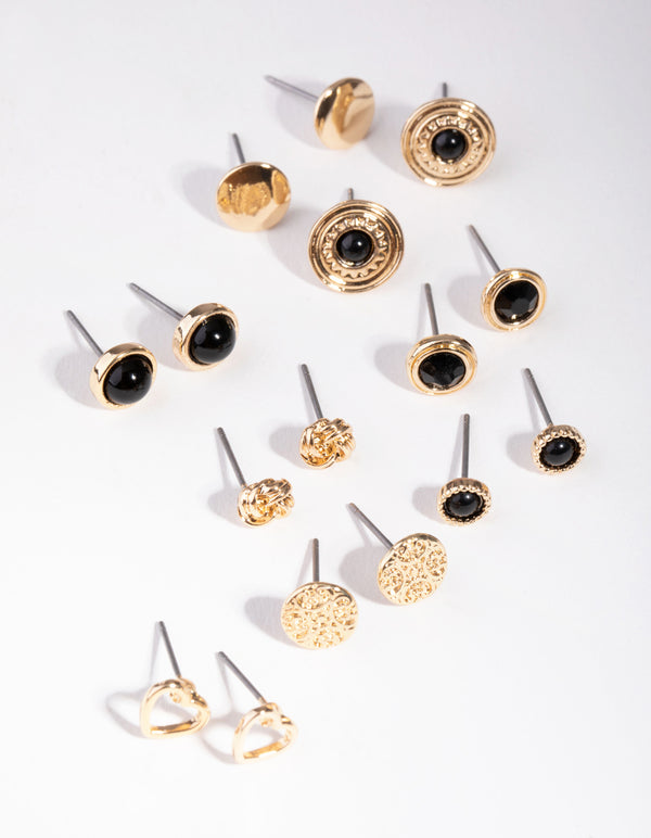 Gold Love Big Stud 8-Pack Earring