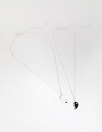 Silver Black & White Half Yin Yang Necklace Pack - link has visual effect only