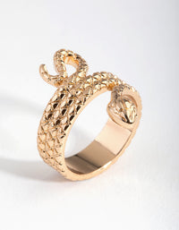 Gold Three Wrap Snake Ring - link has visual effect only