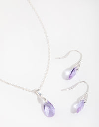 Silver Teardrop Necklace & Earrings Set - link has visual effect only