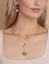 18ct Gold Plated Cubic Zirconia Coin Necklace Set - link has visual effect only