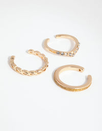 Gold Diamante Band Toe Ring Pack - link has visual effect only