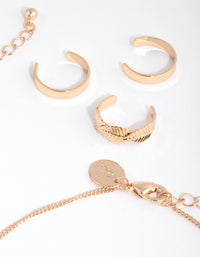 Gold Leaf Anklet & Toe Ring 6-Pack Set - link has visual effect only