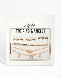 Gold Moon Anklet & Toe Ring 6-Pack Set - link has visual effect only