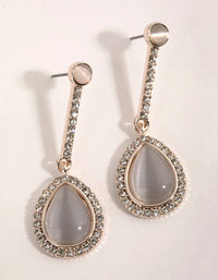 Rose Gold Cats Eye Teardrop Earrings - link has visual effect only