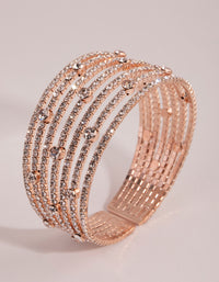 Rose Gold Diamante Multi Row Cuff Bracelet - link has visual effect only