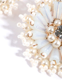 White Beaded Pearl Disc Stud Earrings - link has visual effect only